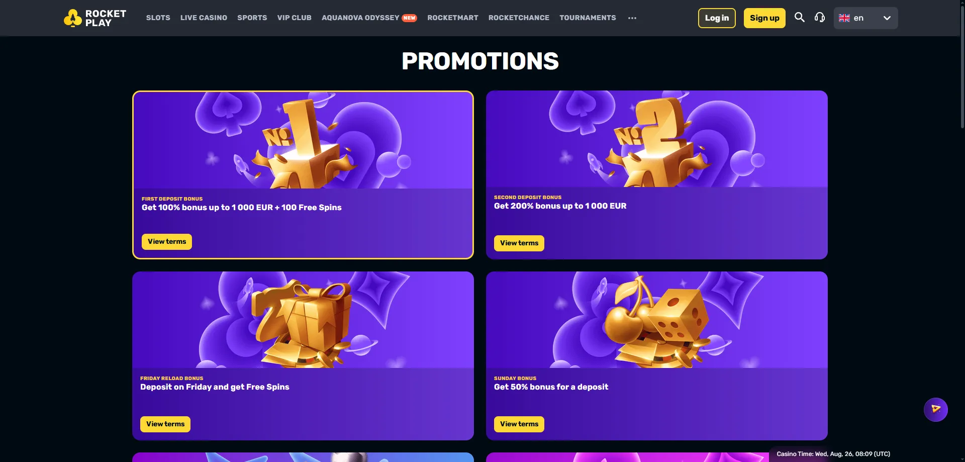 Rocketplay Casino welcome bonus — up to $1,000 plus free spins