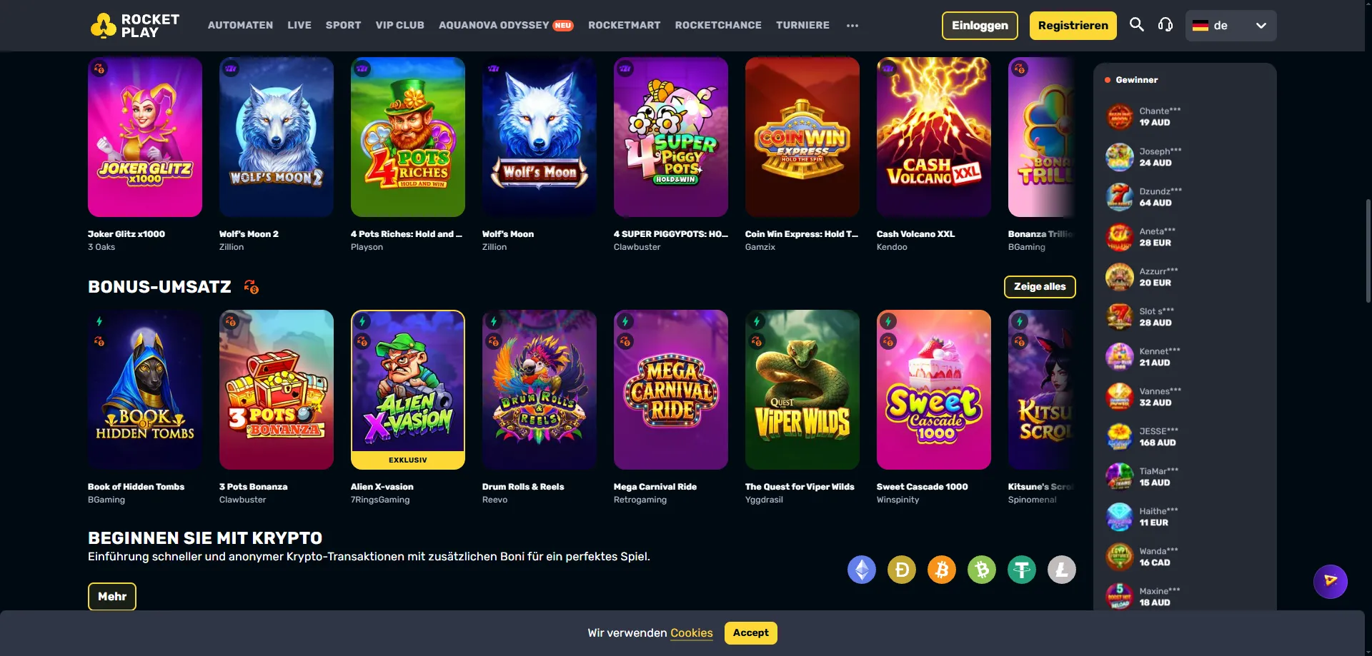 Rocketplay Casino no deposit bonus free spins on top slot games